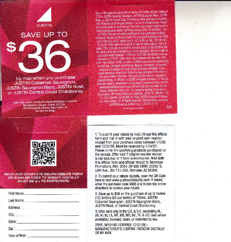 New Justin CA + more crt 1/1 to 12/31/26 rec by 1/10/27 Glendale AZ $36.00