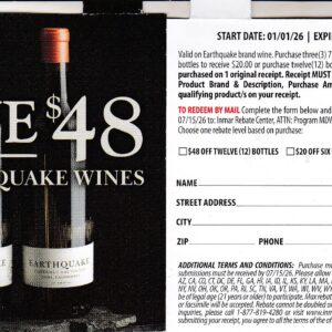 New Earthquake CA + rec by 7/15/26 Laredo TX $48