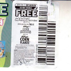 Kellogg's Rice Krispies or Corn Flakes (2) Free Jet-Puffed Marshmallows $1.79 9/5/26