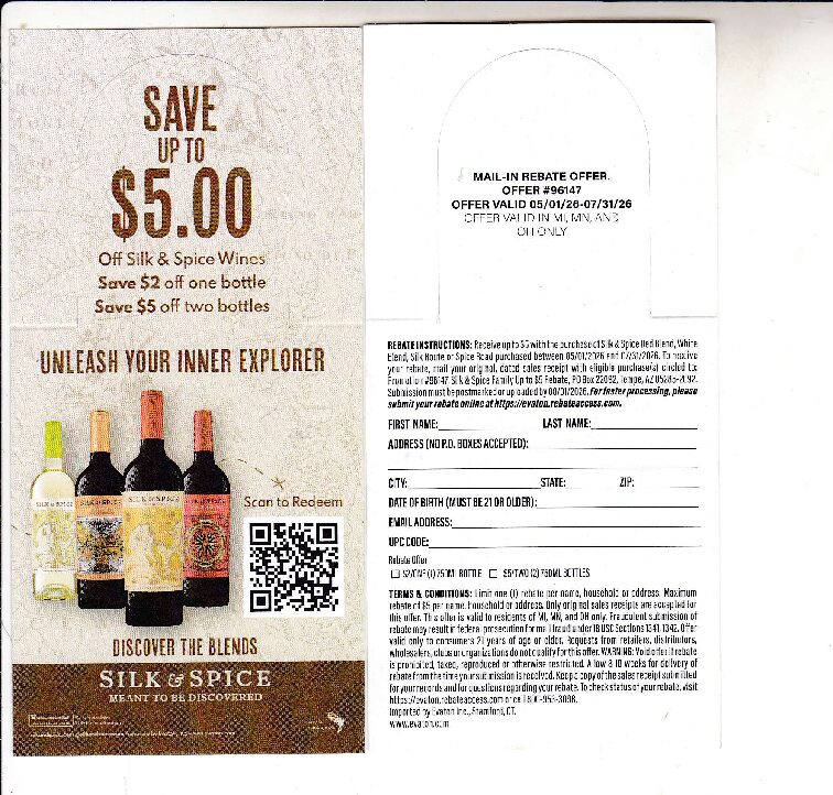 New Silk & Spice good CA MA MI NY WA pm 1/31/27 Tempe AZ Scan or Mail $5