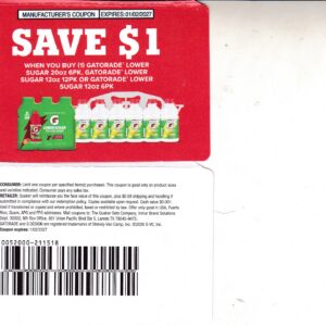 Gatorade Lower Sugar 6 pack (1) 1/2/27
