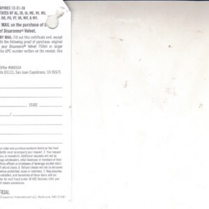 Disaranno Liqueur (1) see States rec by 1/31/27 SJC CA