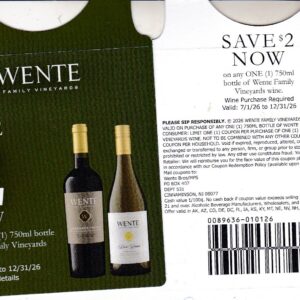 Wente wine (1) see states 12/31/26