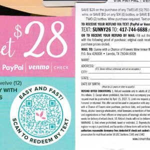 New Sunny With a Chance of Flowers wine crt 5/1 - 2/28/27 pm 4/15/27 Laredo TX Check PayPal Venmo $28