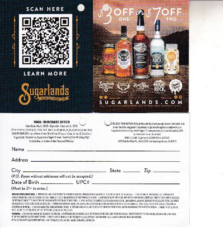 New Text/Scan – Sugarlands Moonshine (2) see states pm 8/15/26 SJC $7