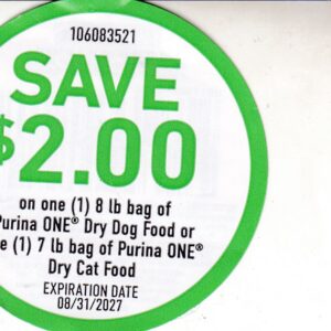 Purina One Cat 7 lb or Dog Food 8 lb (1) 8/31/27