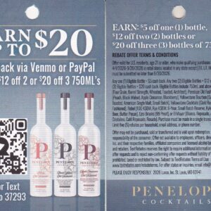 Text/Scan – New Penelope Liquor upload by 9/30/26 good USA void in few PayPal or Venmo $20
