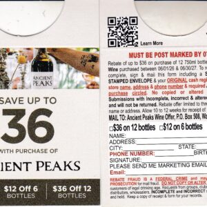 Ancient Peaks pm 7/31/27 3 per HH Walnut Creek CA $36
