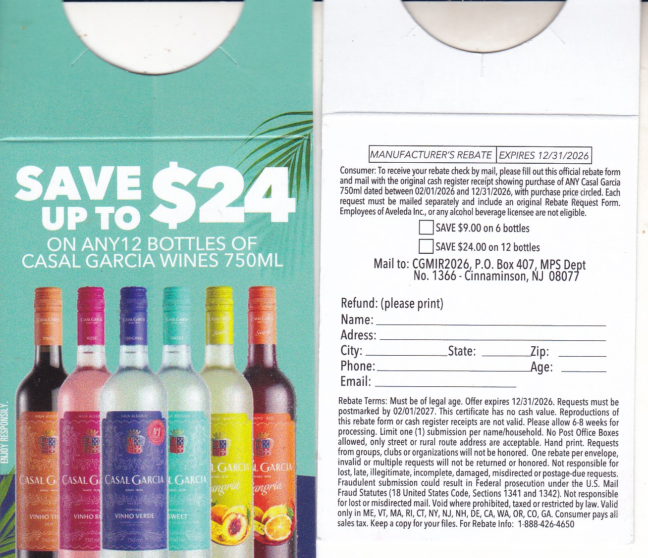 New Casal Garcia wine pm 1/14/27 Cinn NJ $24.00