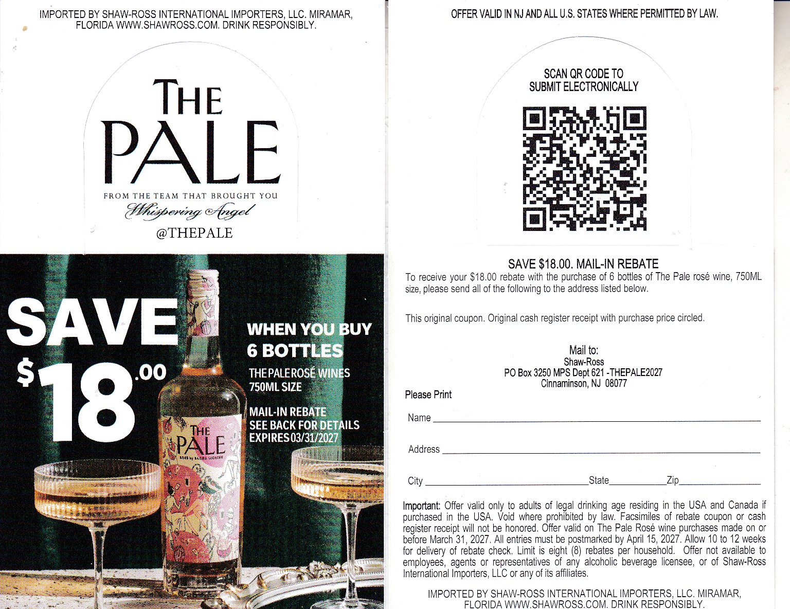 Text/Scan – New The Pale Rose wine pm 4/15/27 8 per HH $18