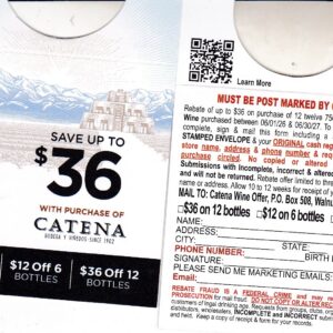 New Catena pm 7/31/27 send SASE has QR 3 per HH $36 Walnut Creek CA