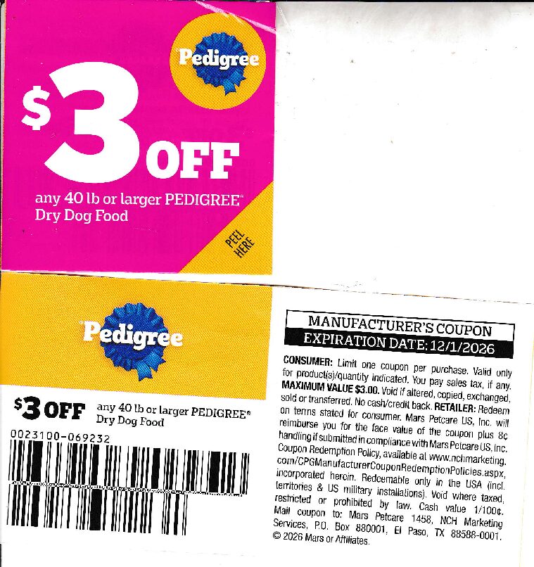 Pedigree 40 lb Dog Food (1) 12/1/26