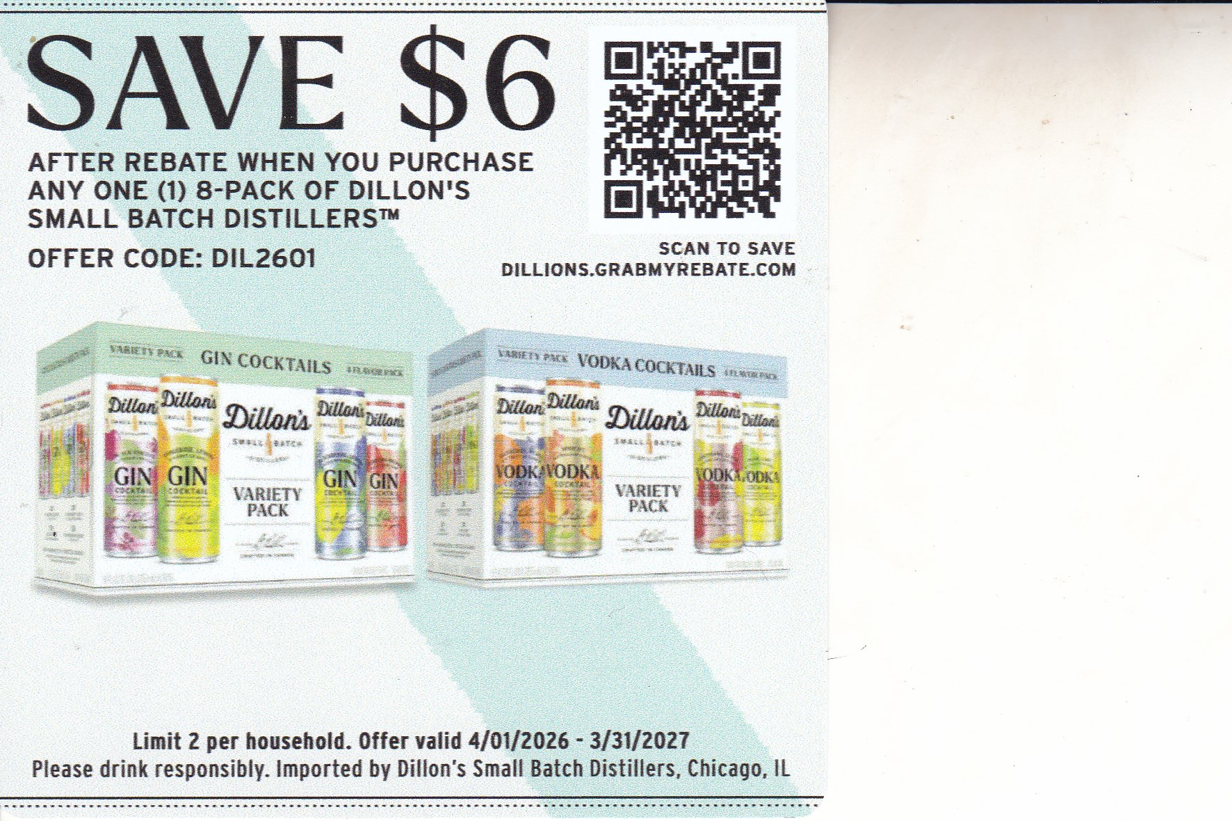 New Dillion's Vodka Cocktails 8 pk (1) crt 4/1/26 - 3/31/27 $6