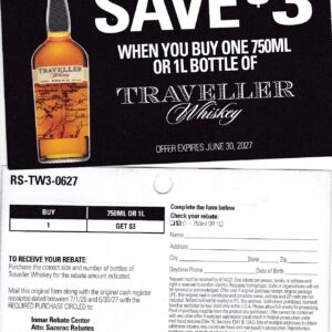 New Traveler's Whisky pm 7/30/27 Laredo TX $3