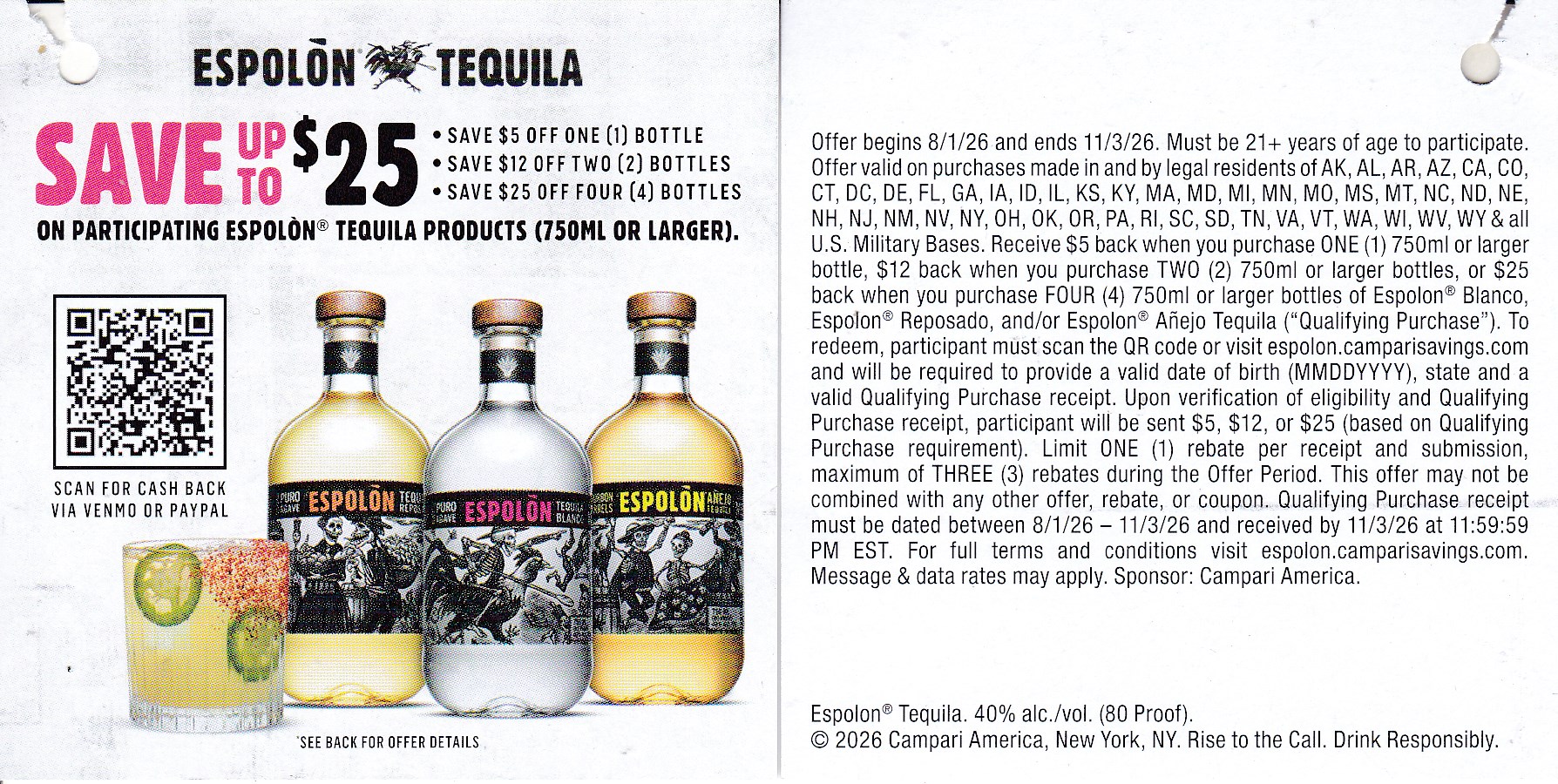 New Text/Scan – Cabo Wabo Tequila, Espolon Tequila, Grand Marnier CA + more do by 11/3/26 VENMO or PayPal $25