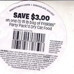 Friskies Party Pack’d 15lb Bag (1) 2/1/27