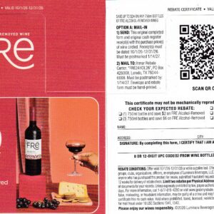 New Sutter Fre alcohol removed wine pm 1/14/27 2 per HH Laredo TX $24 Scan or CK